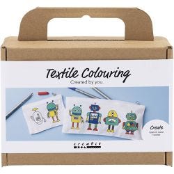 Kit Fai da te Mini Colorazione dei tessuti, Robot, colore primario, 1 conf.