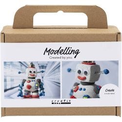Kit Fai da te Mini Modellazione, Robot, blu, grigio, rosso, 1 conf.