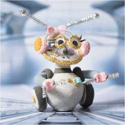 Kit Fai da te Mini Modellazione, Robot, grigio, rosa, 1 conf.