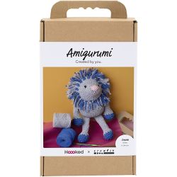 Kit Fai da te Amigurumi, Leone, blu navy, grigio chiaro, 1 conf.