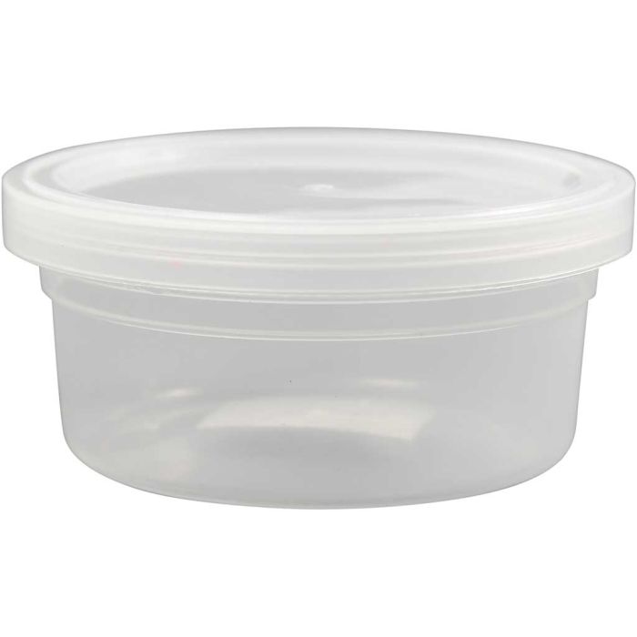 Barattoli in plastica con tappo, H: 38 mm, diam 84 mm, 125 ml, 20 pz/ 1 conf.