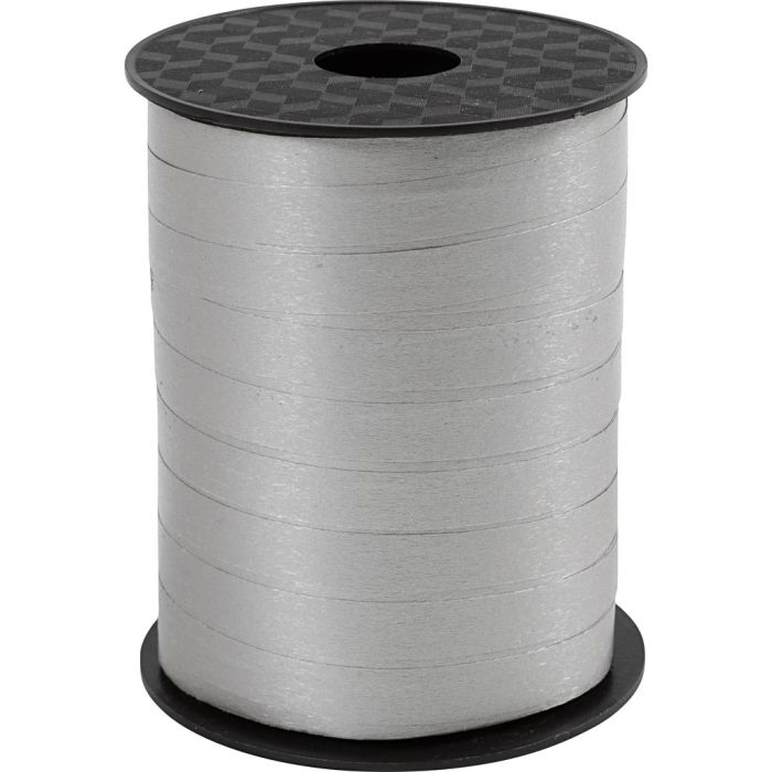 Nastro arricciabile, L: 10 mm, opaco, argento, 250 m/ 1 rot.
