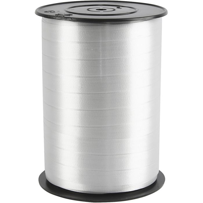 Nastro arricciabile, L: 10 mm, brillante, argento, 250 m/ 1 rot.