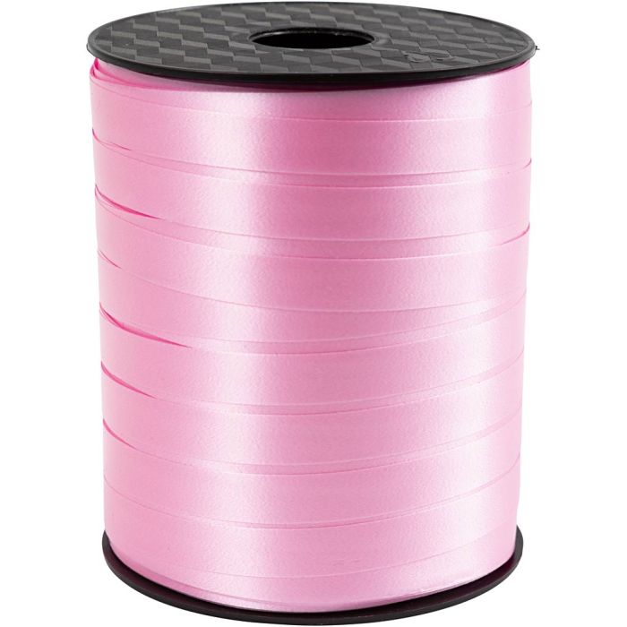 Nastro arricciabile, L: 10 mm, brillante, rosa chiaro, 250 m/ 1 rot.