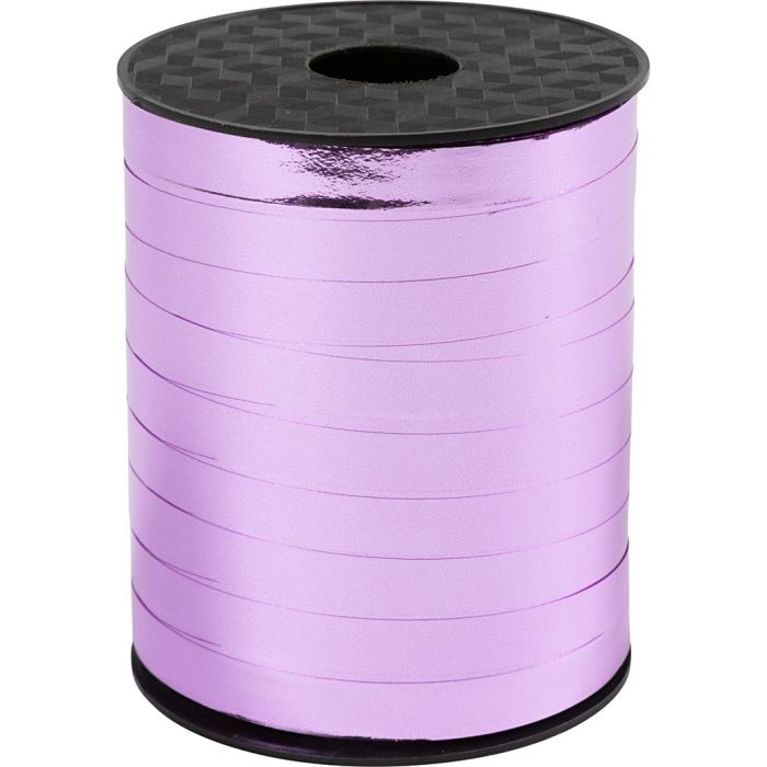 Nastro arricciabile, L: 10 mm, brillante,metallico, rosa, 250 m/ 1 rot.