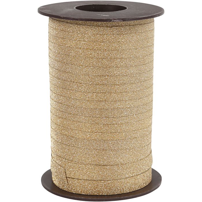Nastro arricciabile, L: 10 mm, glitter, oro, 100 m/ 1 rot.