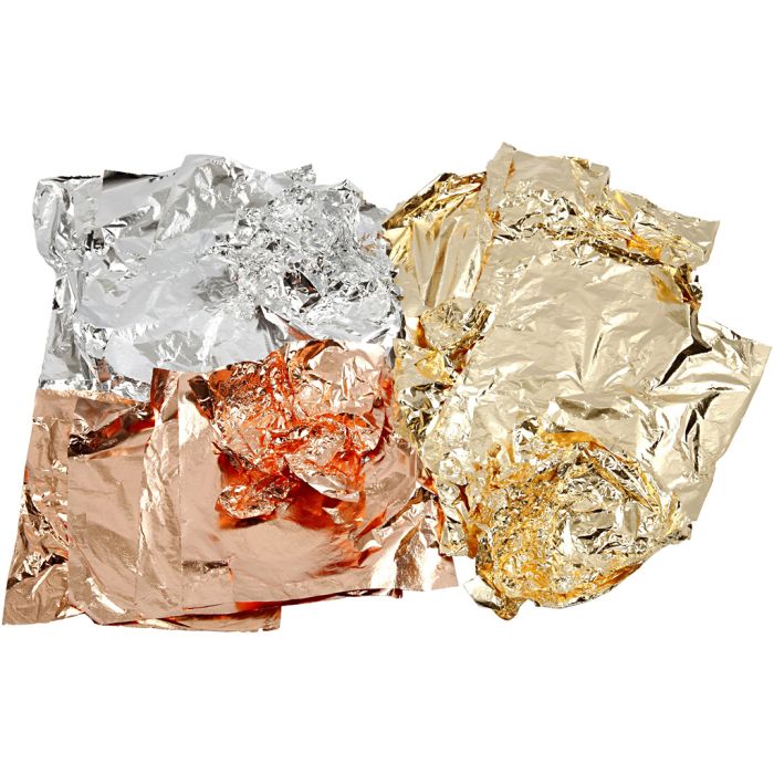 Foglia di metallo imitazione, foglio 16x16 cm, rame, oro, argento, 3x50 fgl./ 1 conf.
