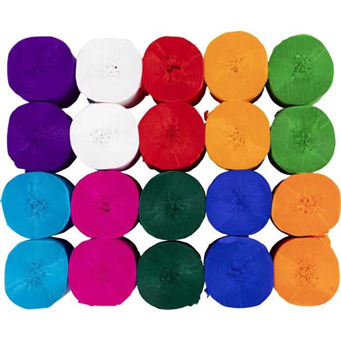 Strisce di Carta Crespa, L: 20 m, L: 5 cm, 22 g, colori asst., 20 rot./ 1 conf.