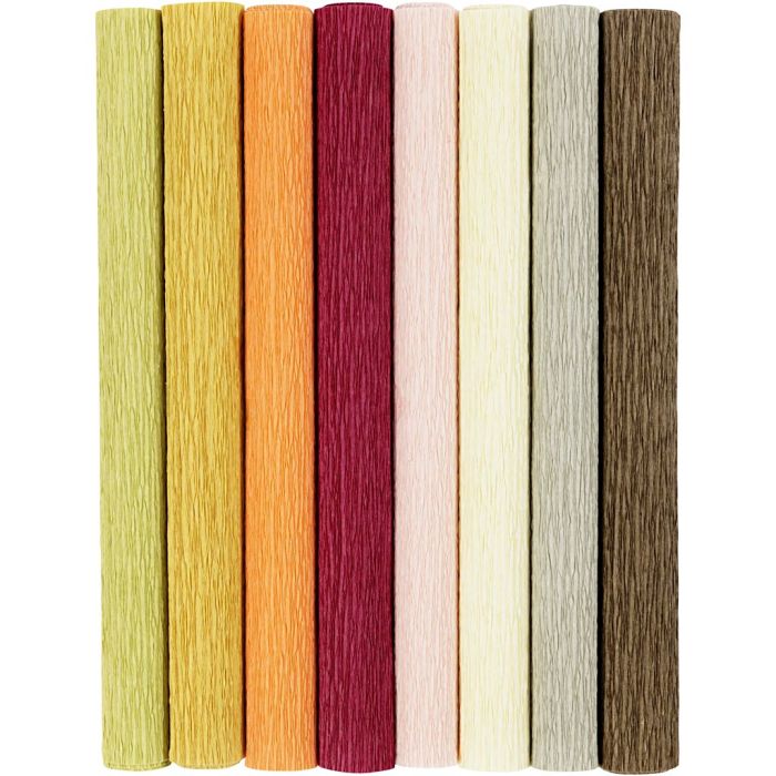 Carta Crespa, foglio 25x60 cm, Proporzione: 180%, 105 g, colori tenui, 8 fgl./ 1 conf.
