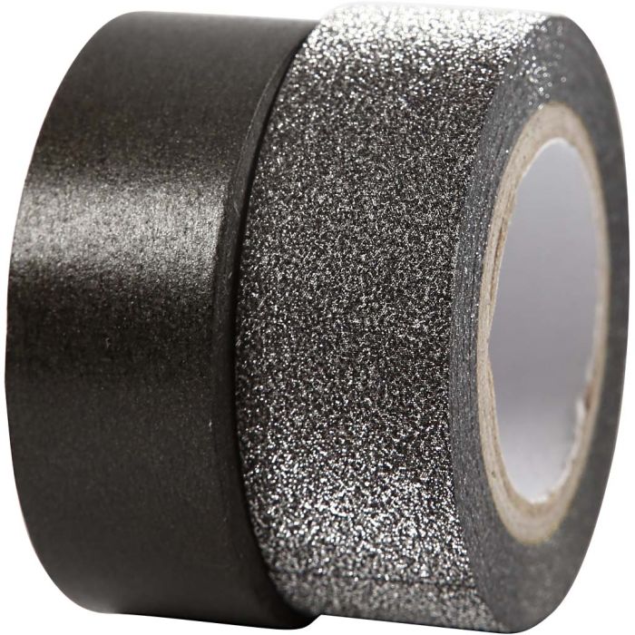 Nastro adesivo decorato, L: 15 mm, nero, 2 rot./ 1 conf.