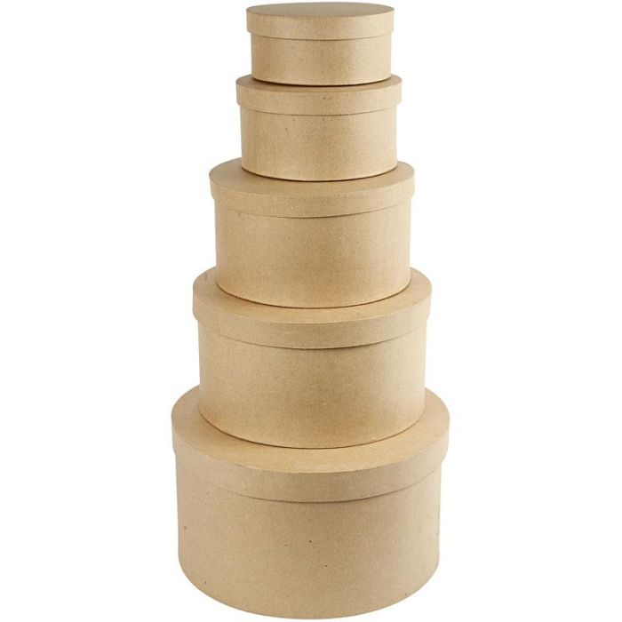 Cappelliere Rotonde, H: 8+10+13+15+19 cm, diam 16,5+18,5+24+28,5+35,5 cm, 5 pz/ 1 set