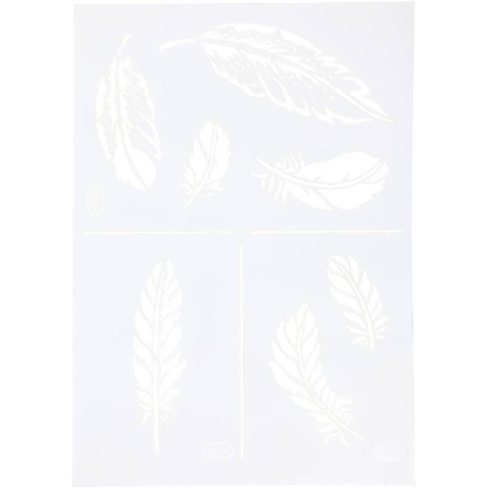 Stencil , piume, A4, foglio 210x297 mm, 1 pz