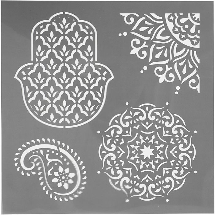 Stencil, motivi etnici, misura 30,5x30,5 cm, spess. 0,31 mm, 1 fgl.