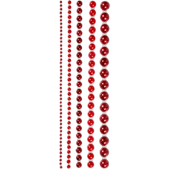 Mezze perle, misura 2-8 mm, rosso, 140 pz/ 1 conf.