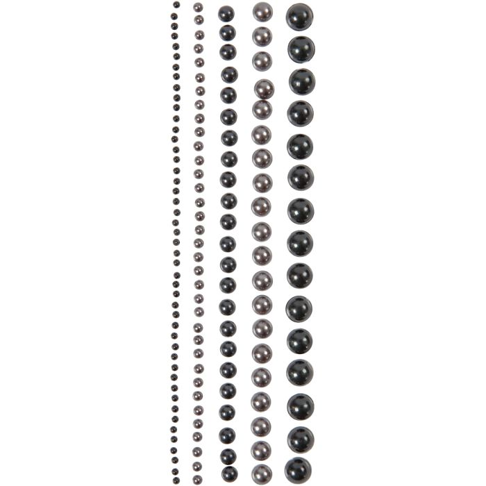 Mezze perle, misura 2-8 mm, nero, antracite, 140 pz/ 1 conf.