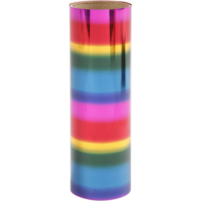 Pellicola decorativa, L: 15,5 cm, spess. 0,02 mm, colori arcobaleno, 50 cm/ 1 rot.