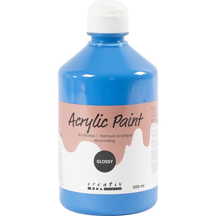 Colore Acrilico Lucido, blu primario, 500 ml/ 1 bott.