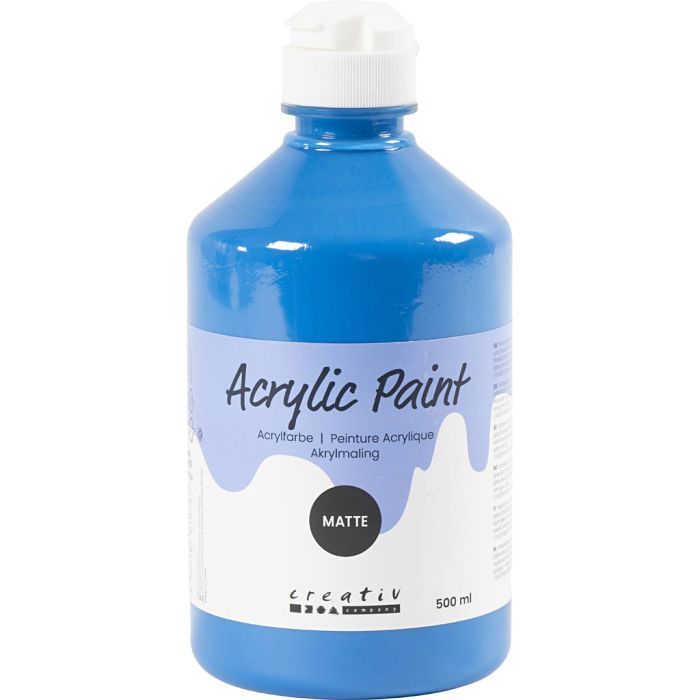 Colore Acrilio Opaco, blu primario, 500 ml/ 1 bott.