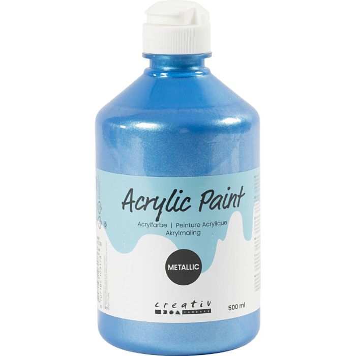Colore acrilico metallizzato, blu, 500 ml/ 1 bott.