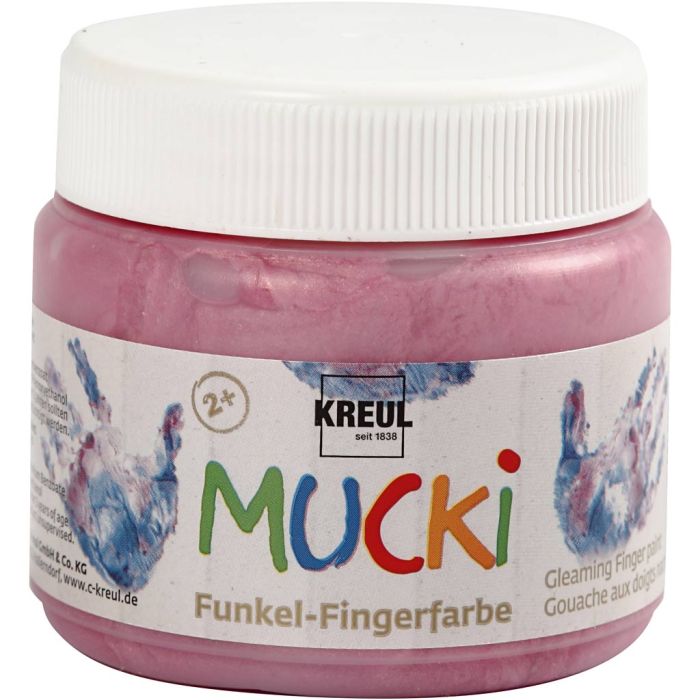 Mucki Pittura da dita, rosato metallico, 150 ml/ 1 vasch.