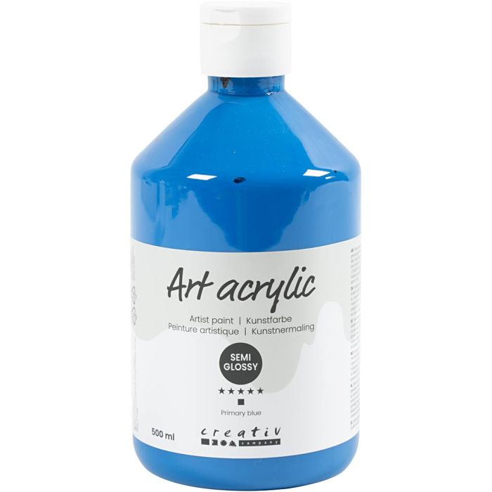Pittura Acrilia, semi-lucido, opaca, blu primario, 500 ml/ 1 bott.