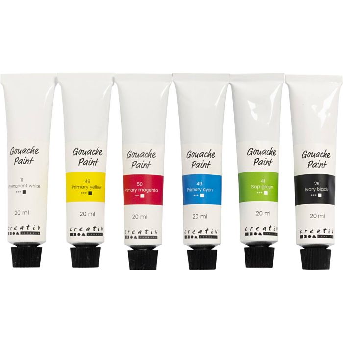 Pittura gouache, colori standard, 6x20 ml/ 1 conf.