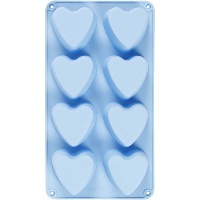 Stampo in silicone, cuori, H: 3,5 cm, L: 7 cm, L: 6 cm, 100 ml, 1 pz
