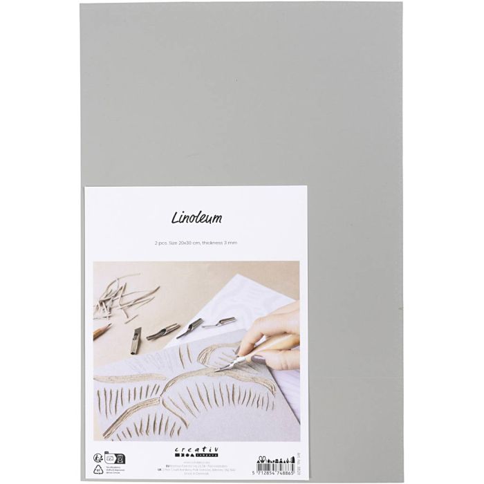 Linoleum, misura 20x30 cm, spess. 3 mm, grigio, 2 pz/ 1 conf.