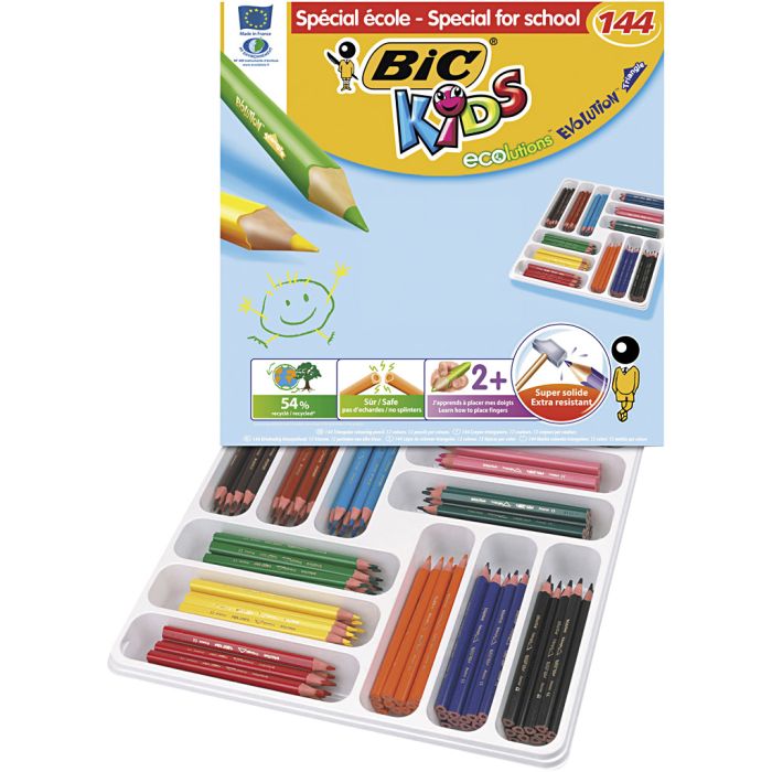 Matita colorata BIC Eco Evolution, mina 5 mm, colori asst., 12 pz/ 1 conf.
