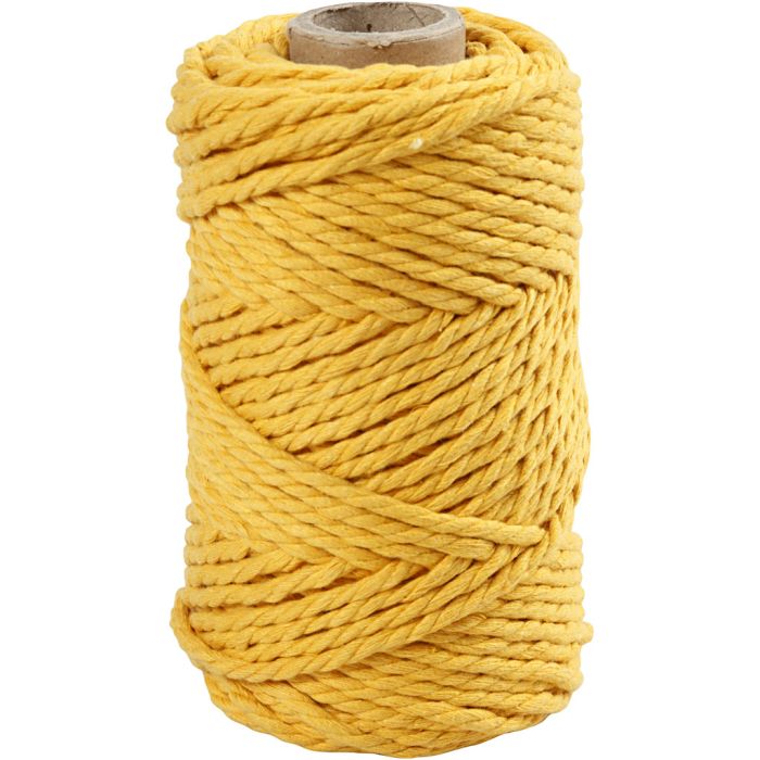 Corda per Macramé, L: 55 m, diam 4 mm, giallo, 330 g/ 1 rot.