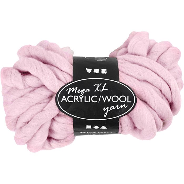 Filato Spesso Chunky in Lana/Acrilico, L: 15 m, misura mega, rosato, 300 g/ 1 gom.