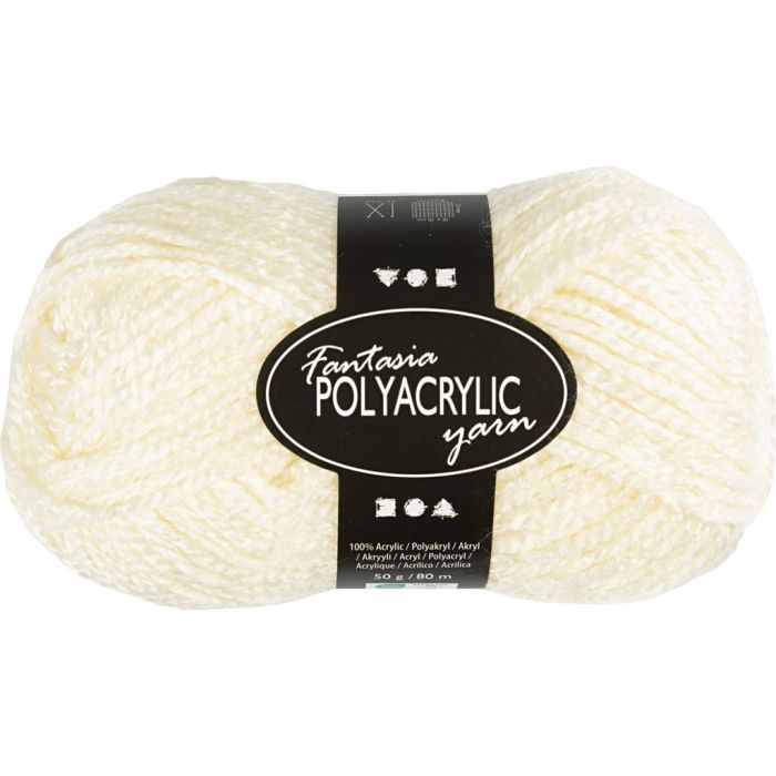 Filo acrilico Fantasia, L: 80 m, usando ago 4,5-5, avorio, 50 g/ 1 gom.