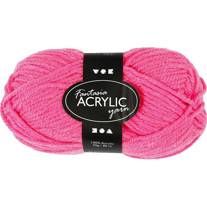 Filo acrilico Fantasia, L: 80 m, usando ago 4,5-5, neon pink, 50 g/ 1 gom.