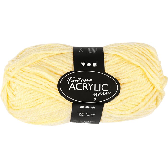 Filo acrilico Fantasia, L: 80 m, giallo chiaro, 50 g/ 1 gom.