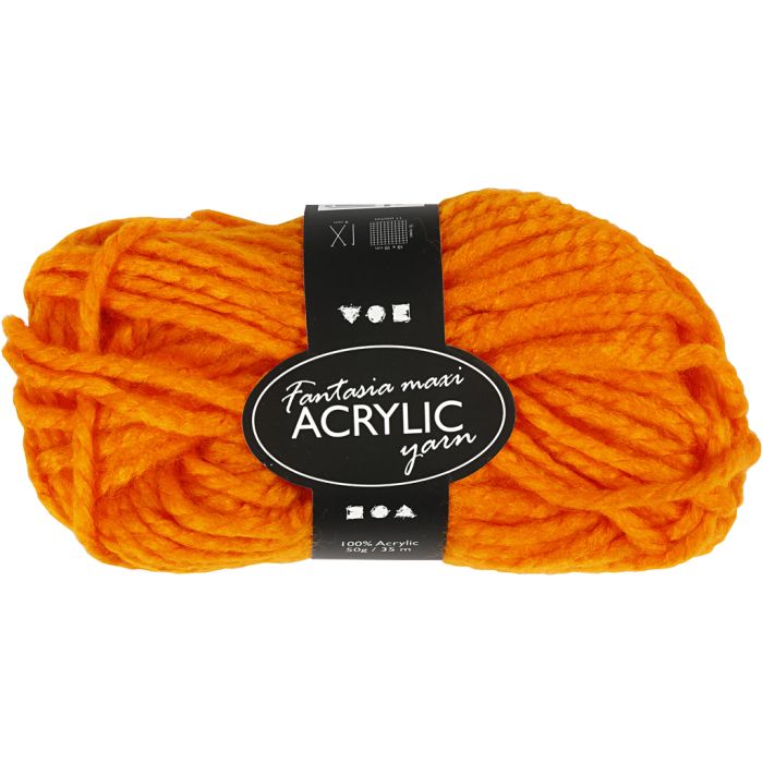 Filo Acrilico Fantasia, L: 35 m, Maxi, neon orange, 50 g/ 1 gom.