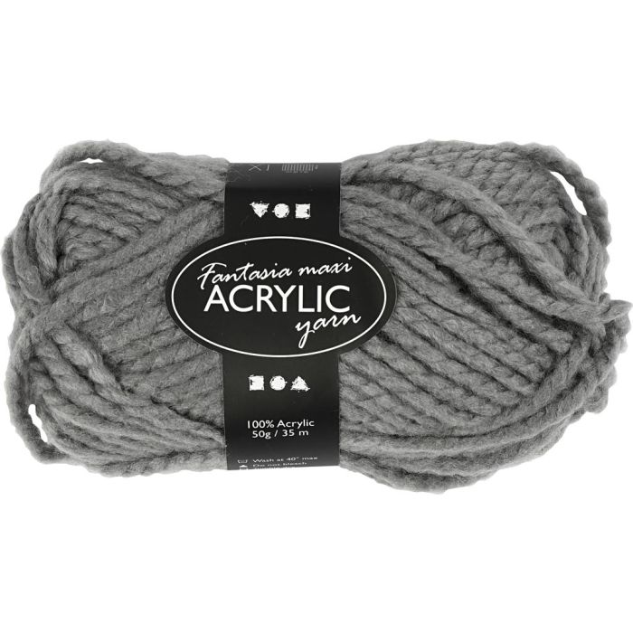 Filo Acrilico Fantasia, L: 35 m, usando ago 9-10, grigio, 50 g/ 1 gom.