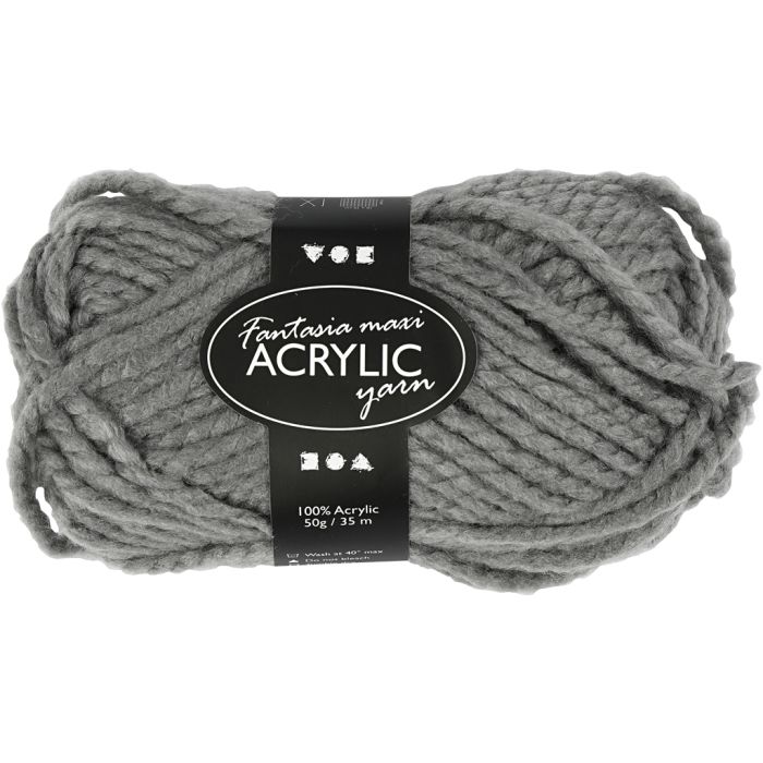 Filo Acrilico Fantasia, L: 35 m, Maxi, grigio, 50 g/ 1 gom.