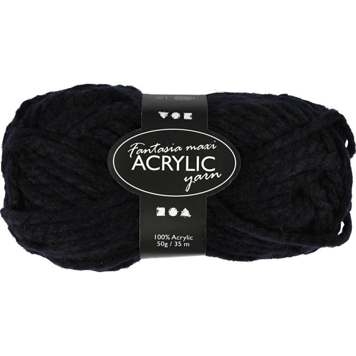 Filo Acrilico Fantasia, L: 35 m, usando ago 9-10, nero, 50 g/ 1 gom.