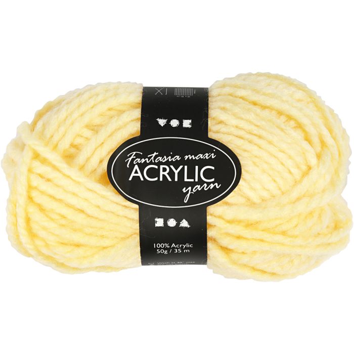 Filo Acrilico Fantasia, L: 35 m, Maxi, giallo chiaro, 50 g/ 1 gom.