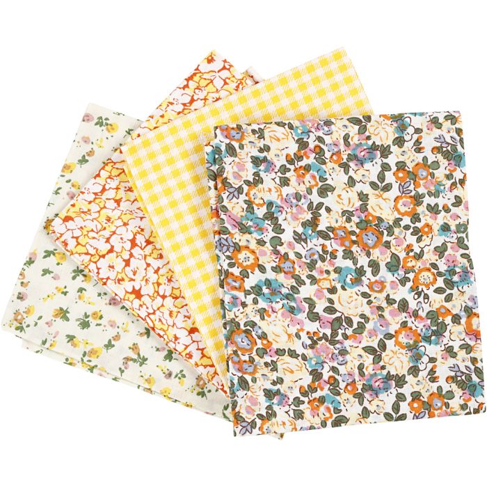 Tessuto per Patchwork, misura 45x55 cm, 100 g, giallo, 4 pz/ 1 pacch.