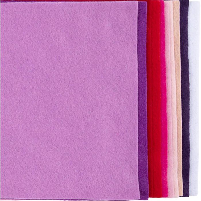 Feltro artigianale, A4, foglio 210x297 mm, spess. 2 mm, armonia viola/rosa, 10 fgl./ 1 conf.