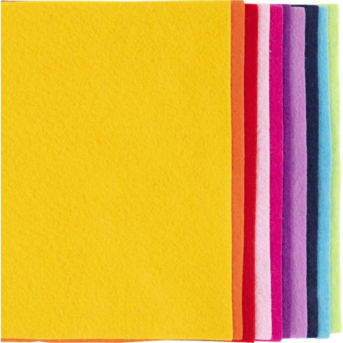 Feltro artigianale, A4, foglio 210x297 mm, spess. 2 mm, colourful, 10 fgl./ 1 conf.