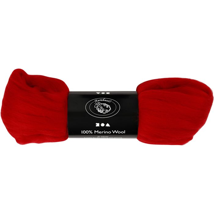 Lana Merino, spess. 21 my, rosso natalizio, 100 g/ 1 conf.