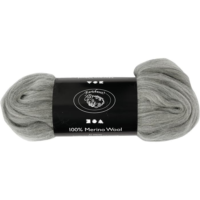 Lana Merino, spess. 21 my, grigio, 100 g/ 1 conf.