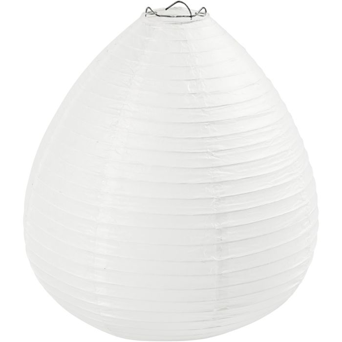 Lampada di carta, Goccia, H: 27 cm, diam 25 cm, bianco, 1 pz
