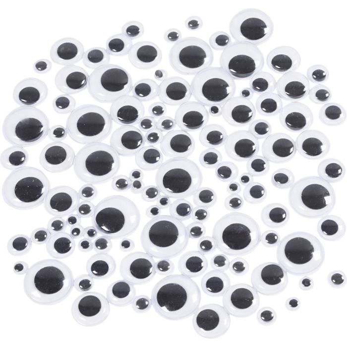 Occhi mobili, autoadesivi, diam 6-20 mm, 1000 pz/ 1 conf.