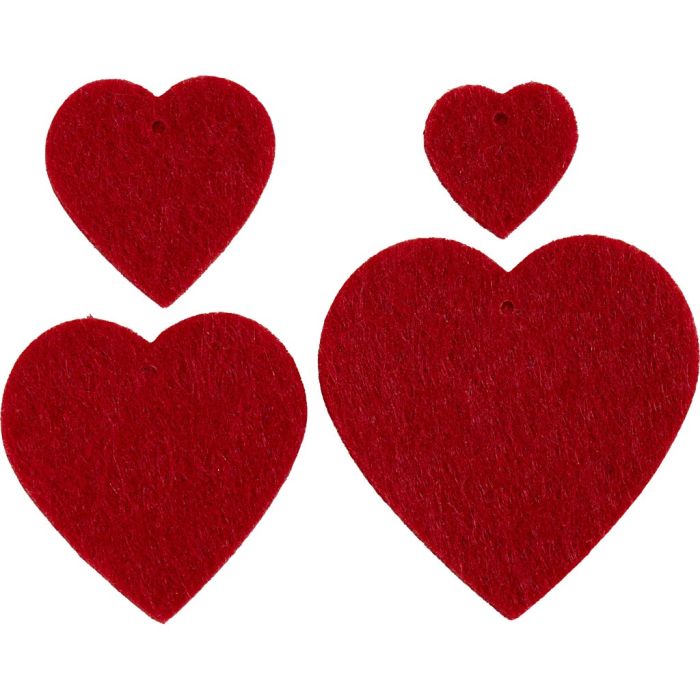 Figura in feltro, misura 2-5 cm, spess. 1 mm, cuore, 20 pz/ 1 conf.
