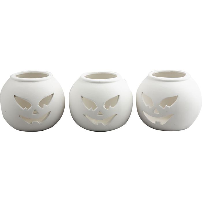 Tea light portalumino, Zucca, misura 9x9x7,5 cm, bianco, 12 pz/ 1 conf.
