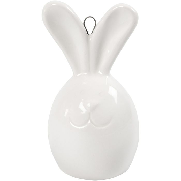 Coniglio, H: 6,7 cm, diam 3,6 cm, bianco, 3 pz/ 1 conf.