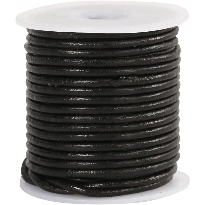Corda di cuoio, spess. 2 mm, nero, 10 m/ 1 rot.